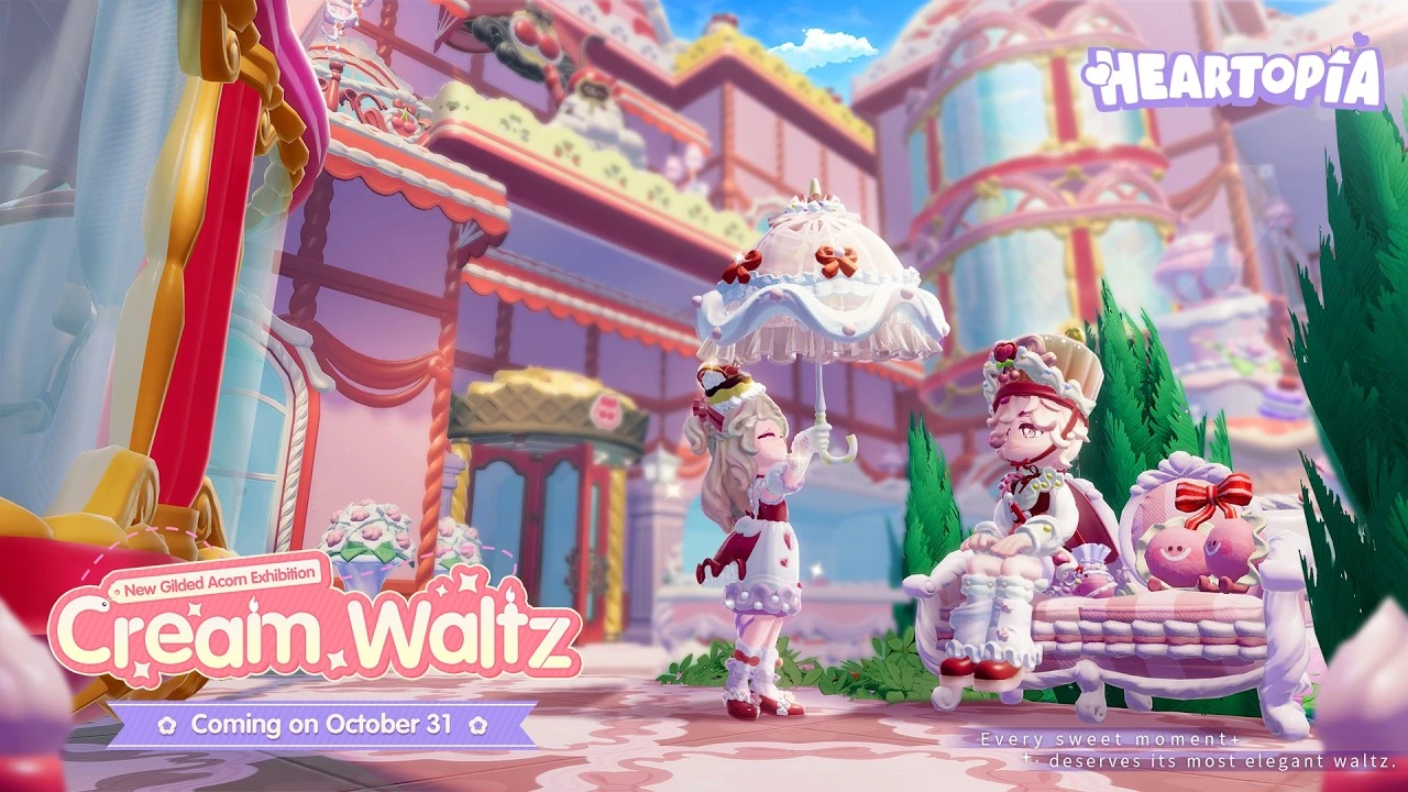 Official Cream Waltz artwork showing two strawberry-themed dresses in front of a cream castle