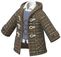 Plaid Horn Button Coat